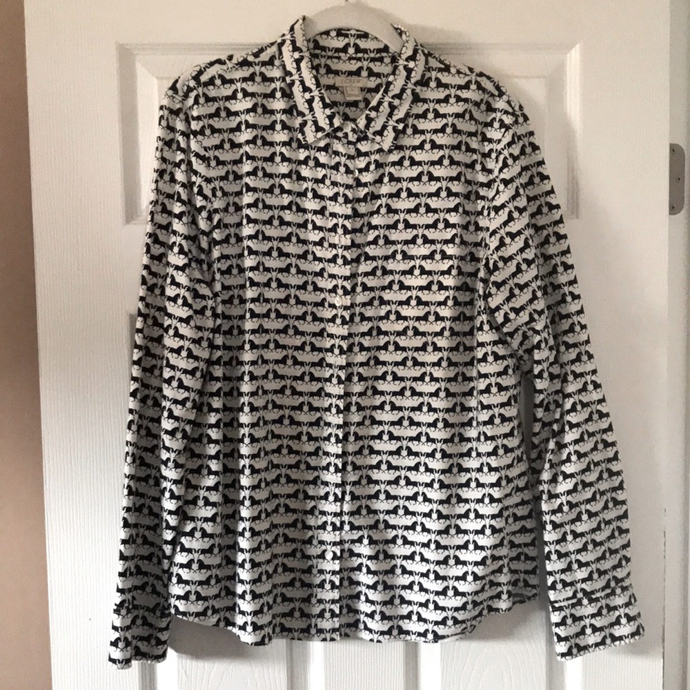 J Crew horse pattered button down